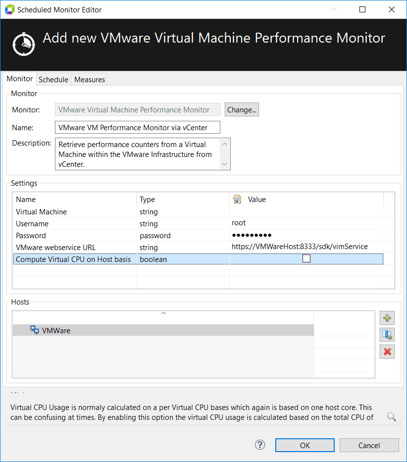 Monitoring virtual machines from vCenter