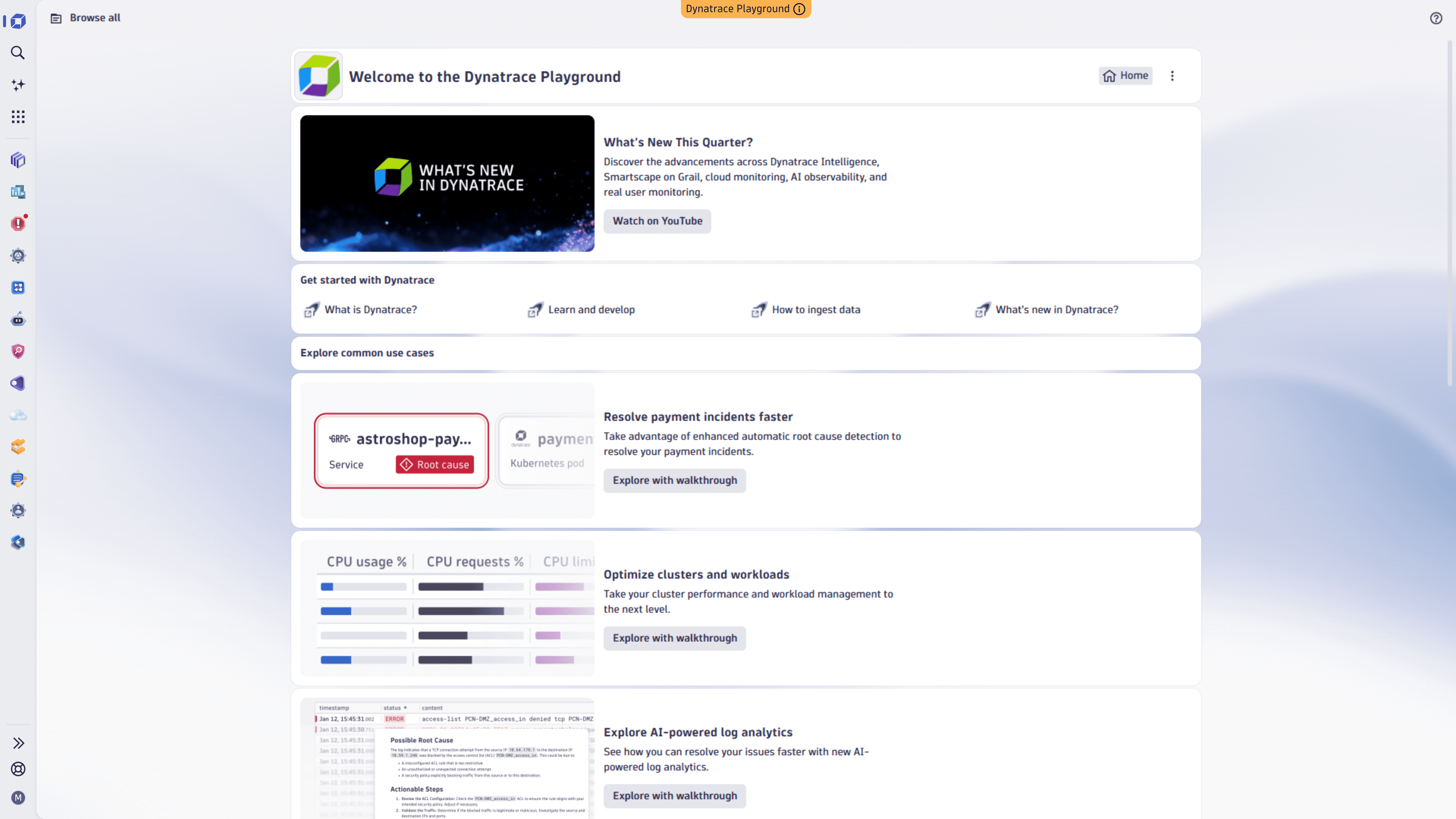Welcome to Dynatrace Playground