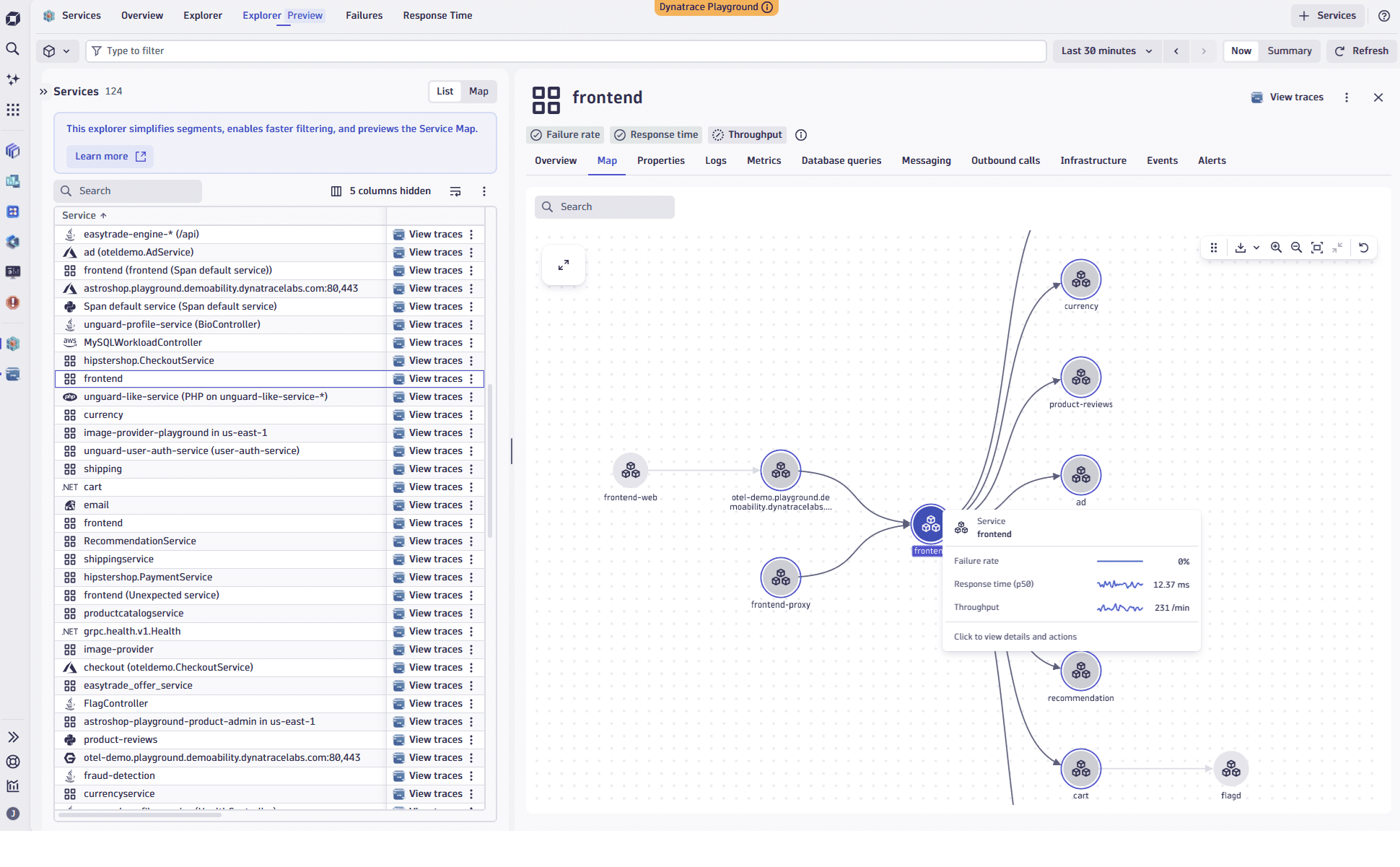 Services - Explorer Preview - service map