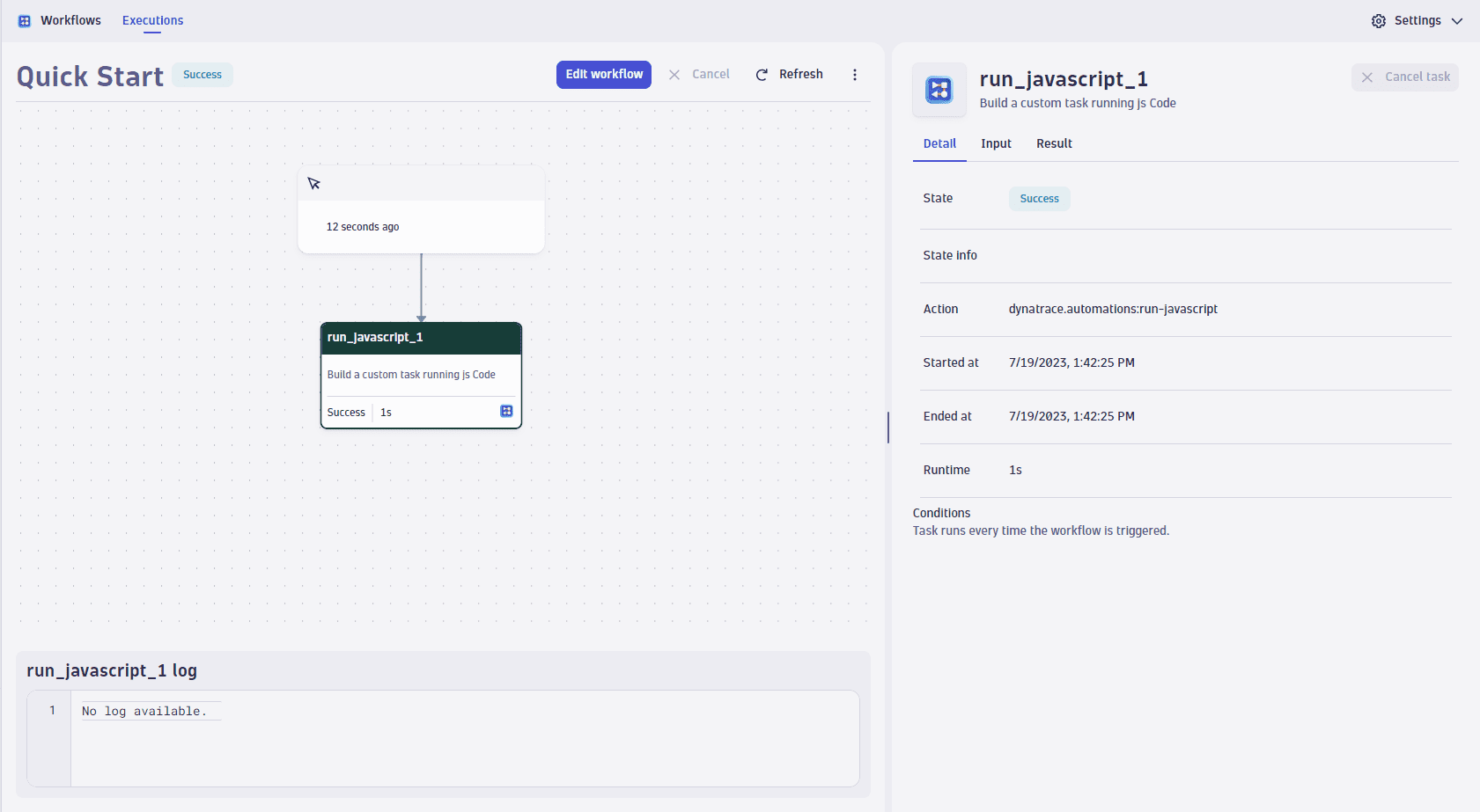 Workflow monitor after running first workflow successfully