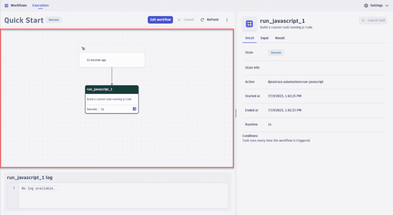 Run and monitor workflows created in Dynatrace Workflows — Dynatrace Docs
