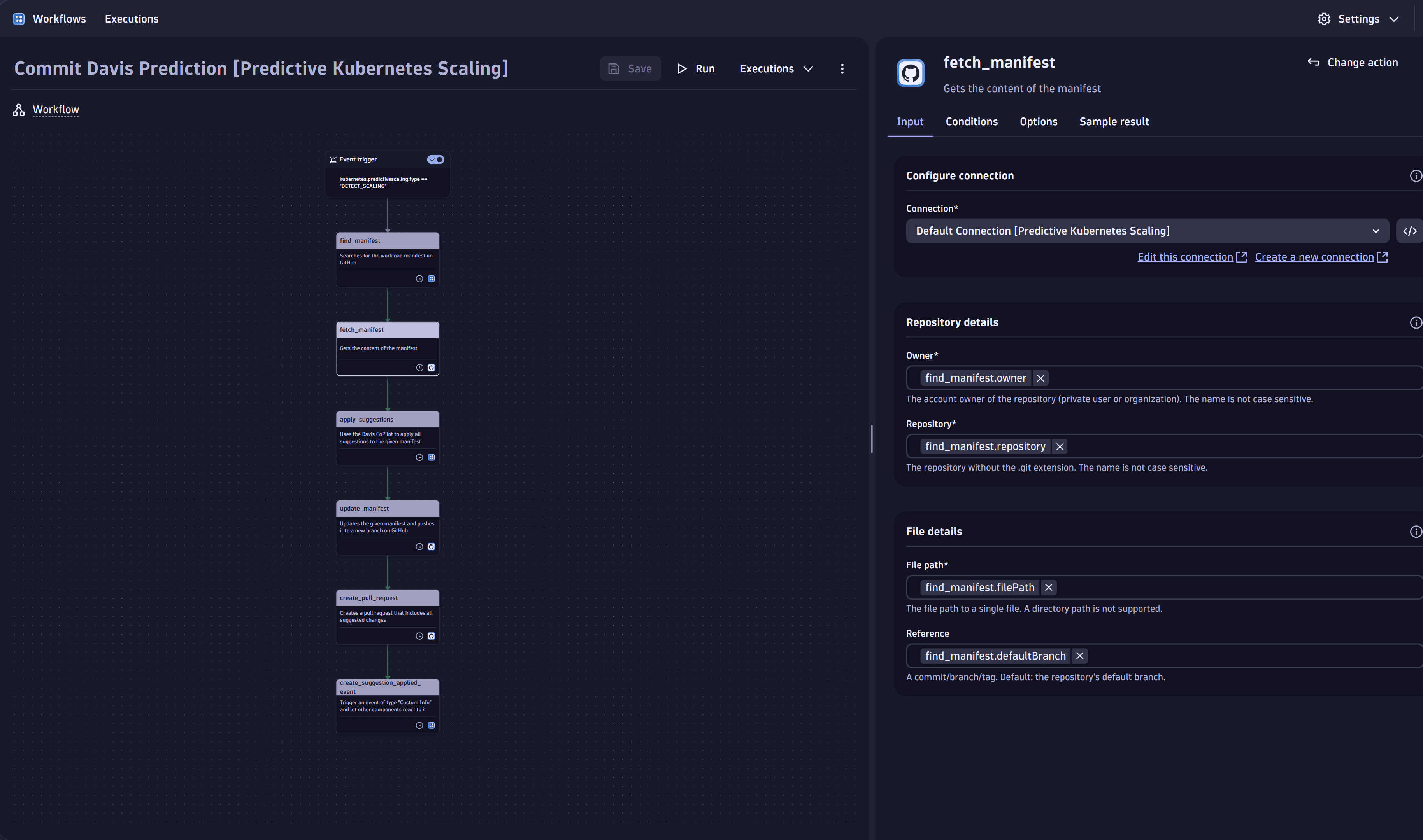 Use case: Predictive Autoscaling for Kubernetes Workloads - Commit Davis Prediction workflow - fetch manifest task