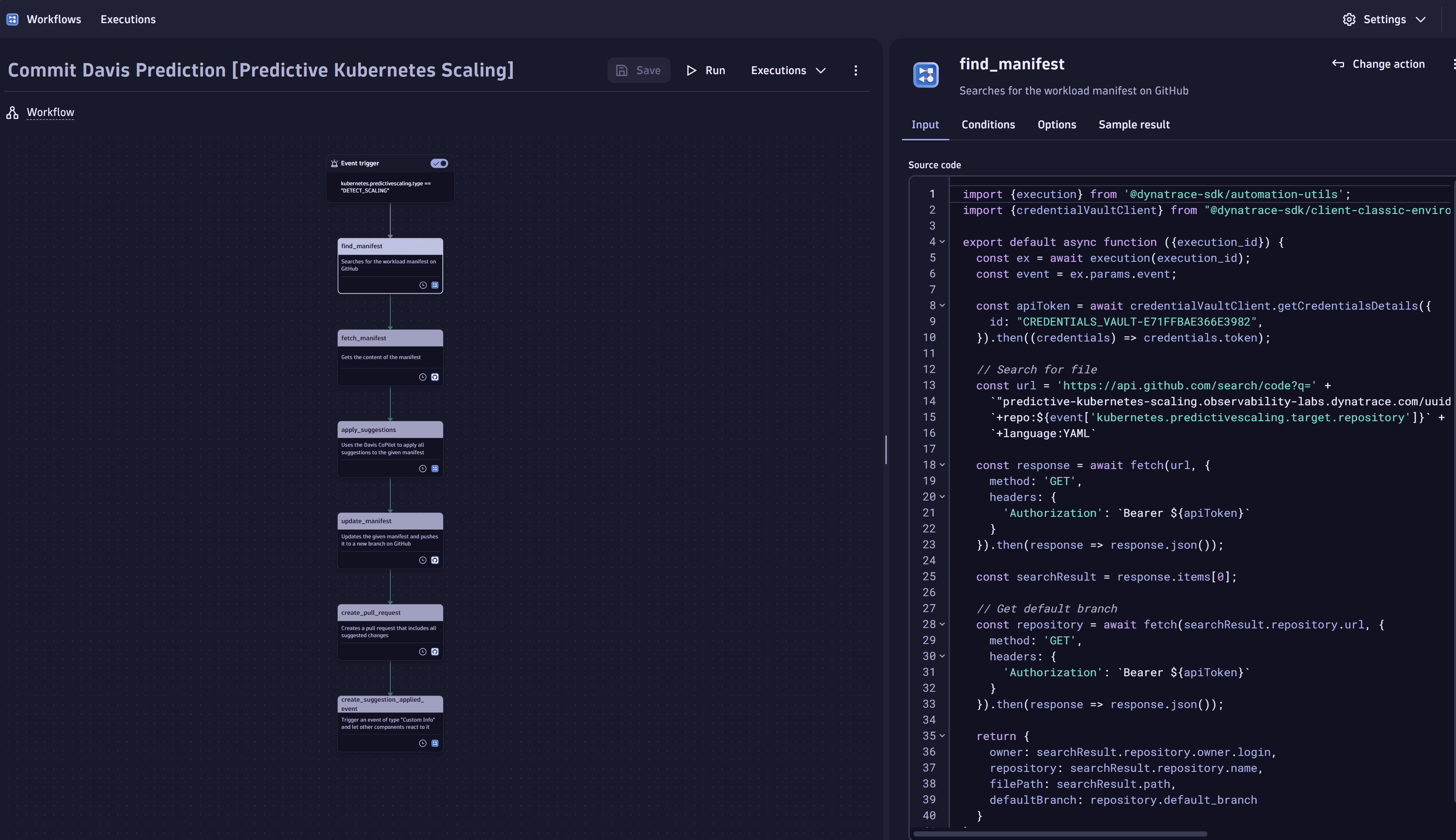 Use case: Predictive Autoscaling for Kubernetes Workloads - Commit Davis Prediction workflow - find manifest task