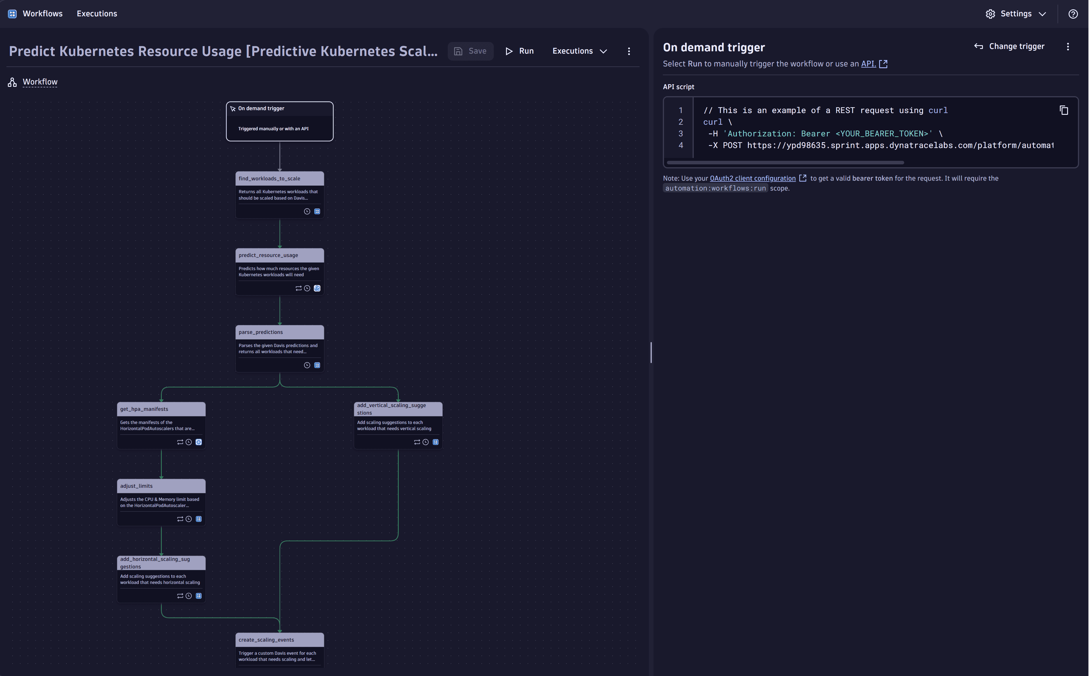 Use case: Predictive Autoscaling for Kubernetes Workloads - Predict Kubernetes resources usage workflow trigger