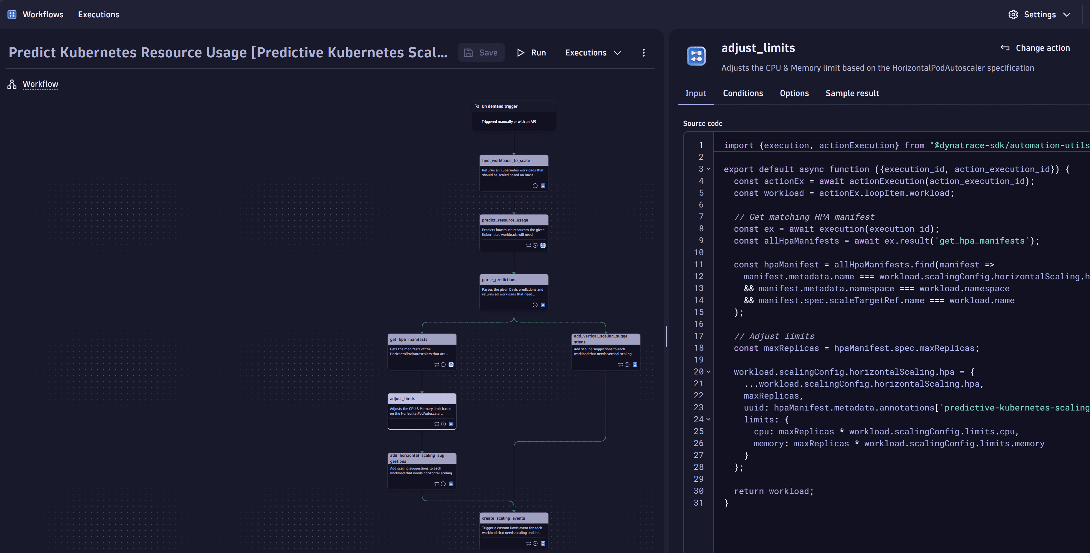 Use case: Predictive Autoscaling for Kubernetes Workloads - Predict Kubernetes resources usage workflow -adjust limits task