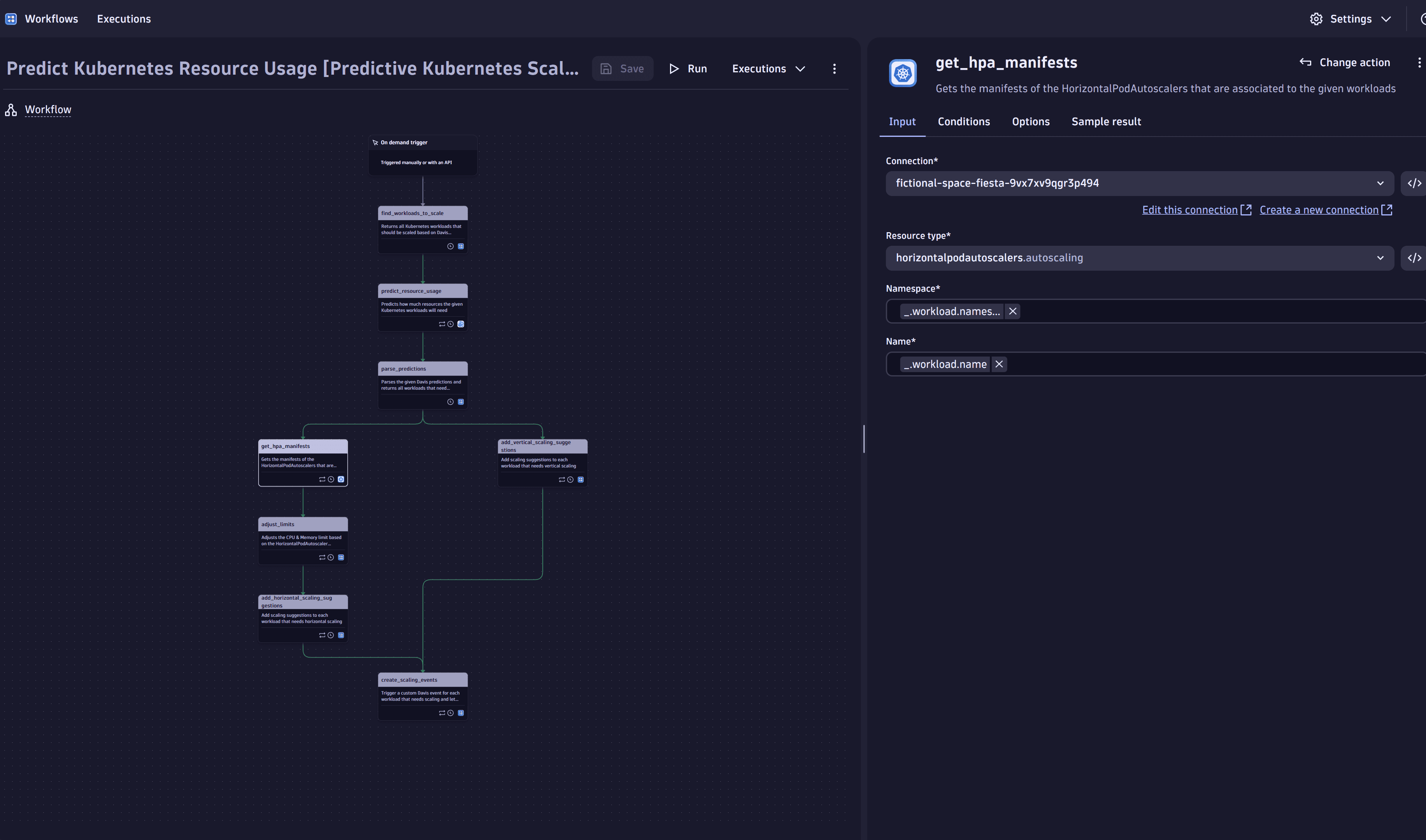 Use case: Predictive Autoscaling for Kubernetes Workloads - Predict Kubernetes resources usage workflow - get HPA manifests