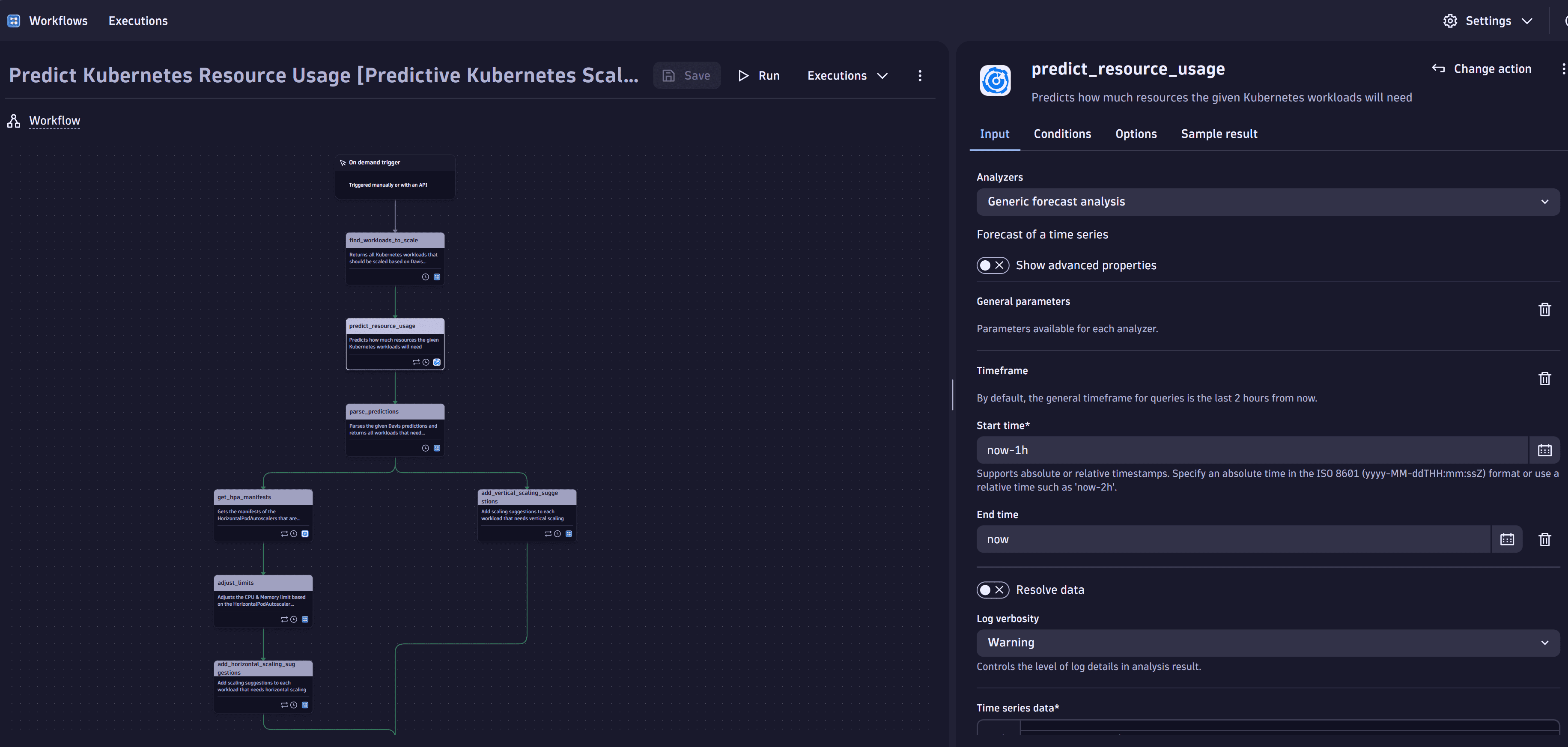 Use case: Predictive Autoscaling for Kubernetes Workloads - Predict Kubernetes resources usage workflow