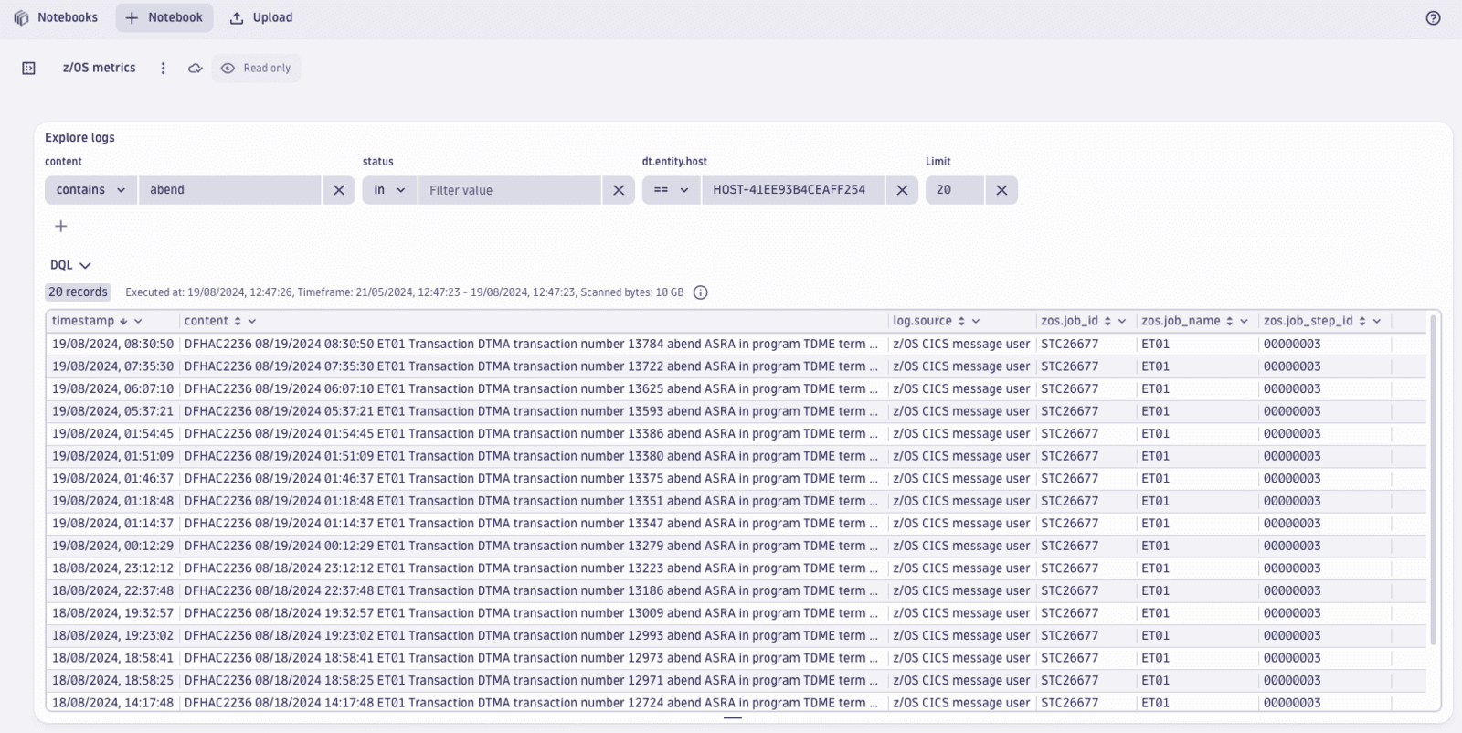 Monitor z/OS logs — Dynatrace Docs