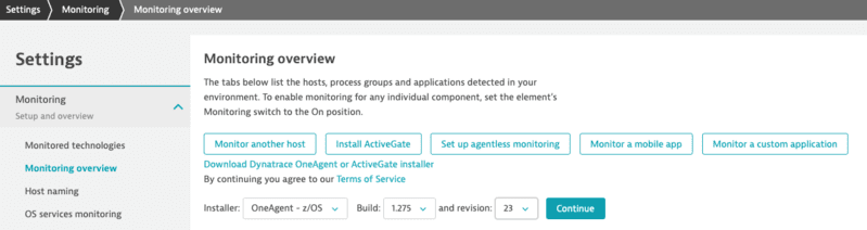 Download z/OS product datasets — Dynatrace Docs