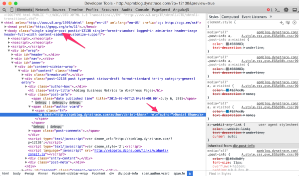 Chrome developer tools source view