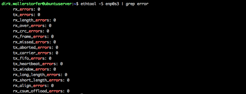 ethtool output