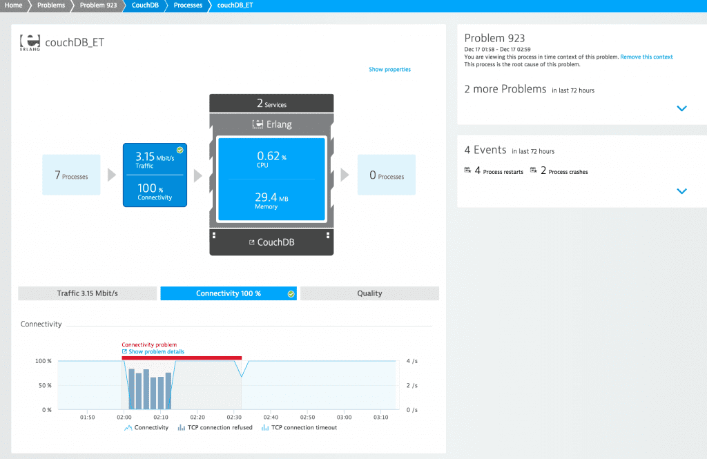 Dynatrace process connectivity