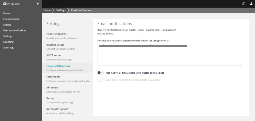 email notifications