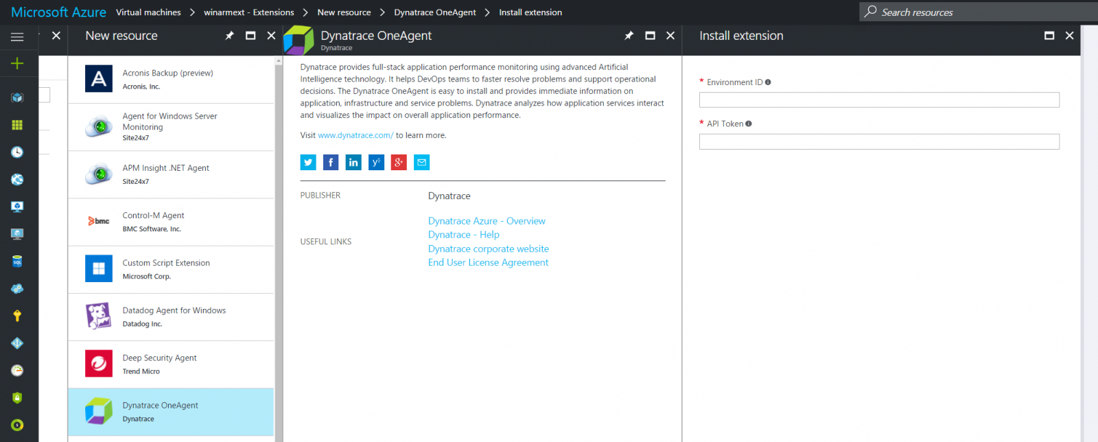 Easy Azure monitoring with the Dynatrace VM extension