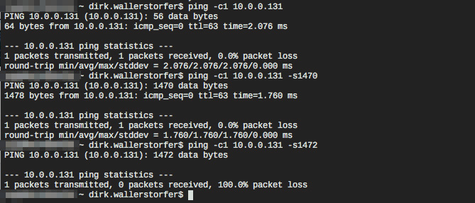 Ping with different payload sizes