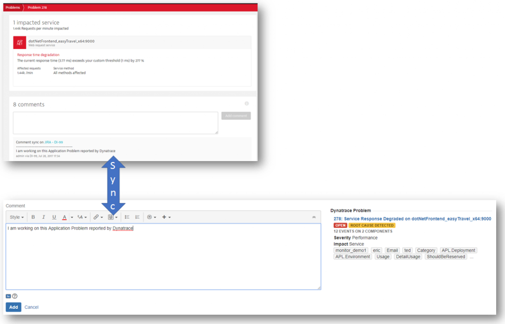 One of the use cases for webhooks: we synchronize comments between Jira and Dynatrace