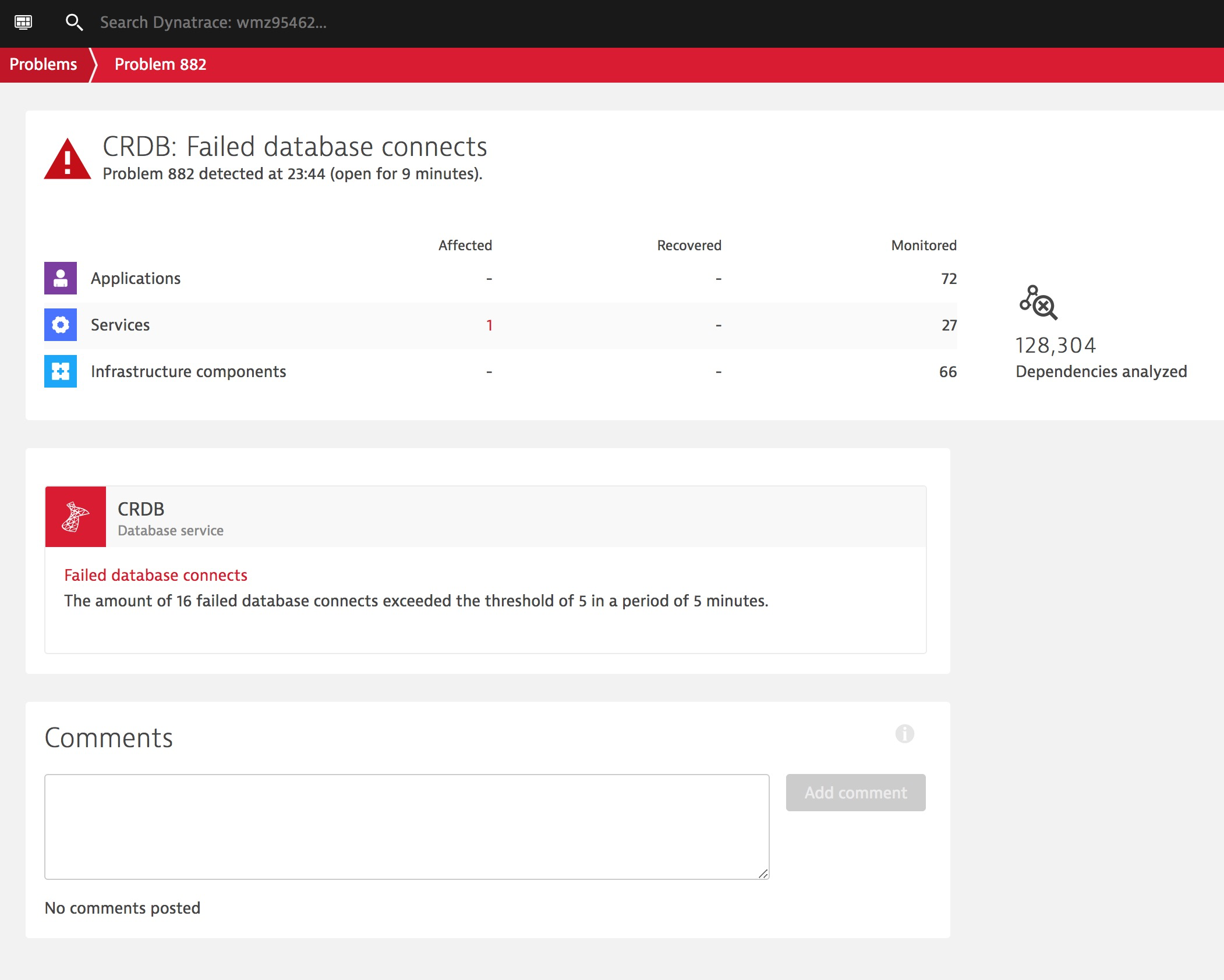 Screenshot RPA Problem card