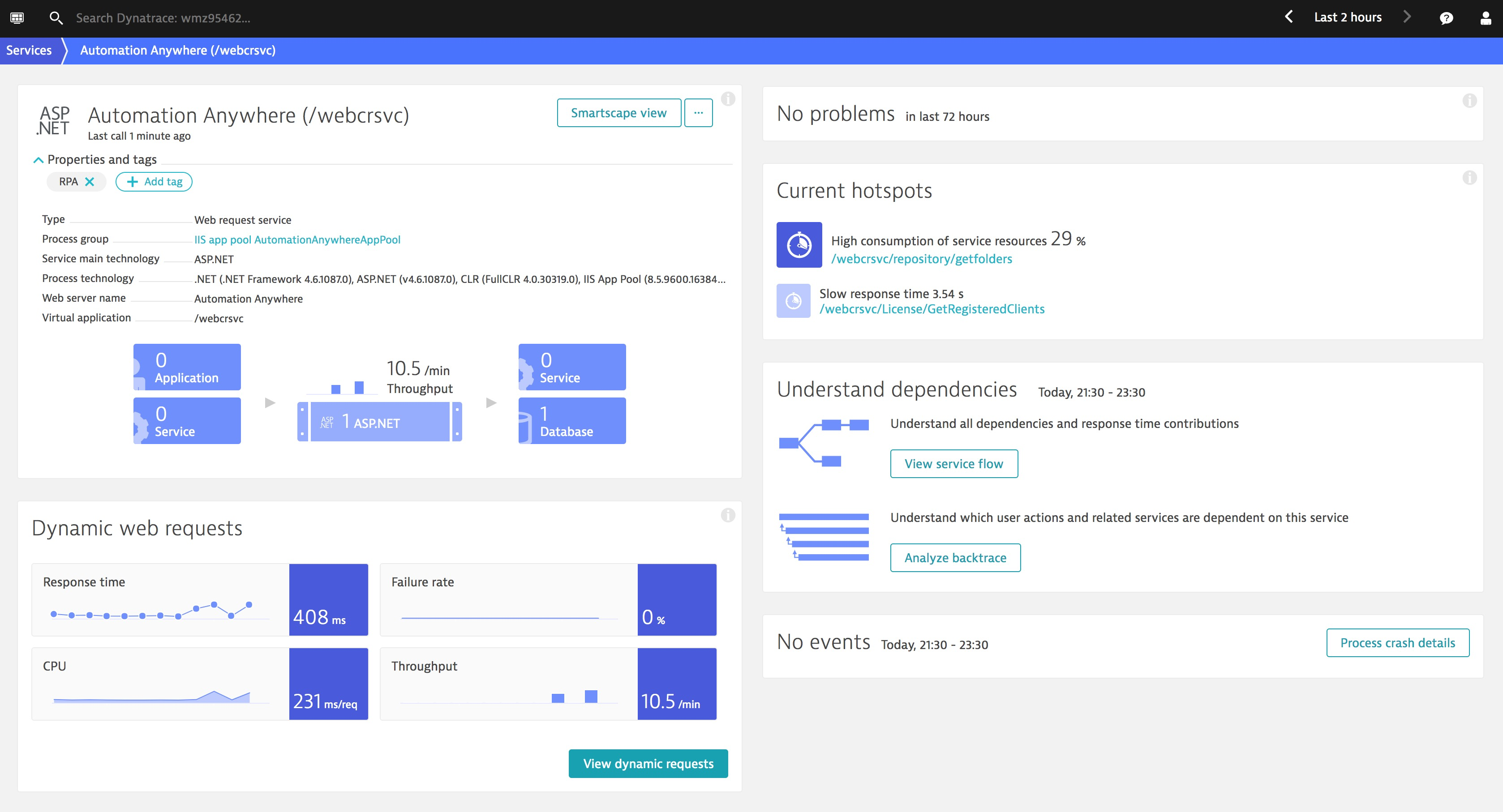 Screenshot RPA Webservice