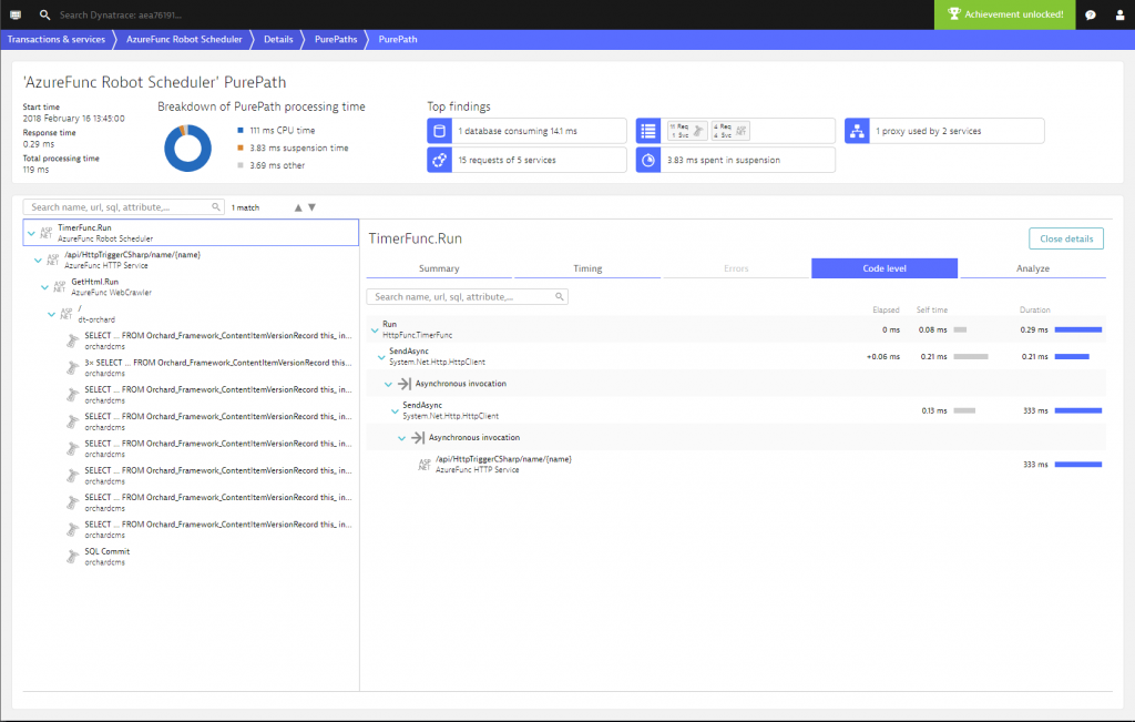 Azure Functions code-level-insights