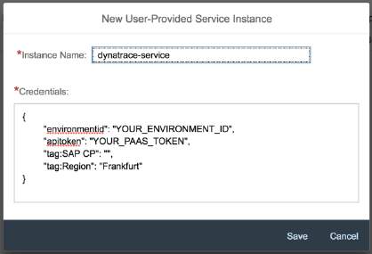 Create a user-provided service in SAP CloudFoundry