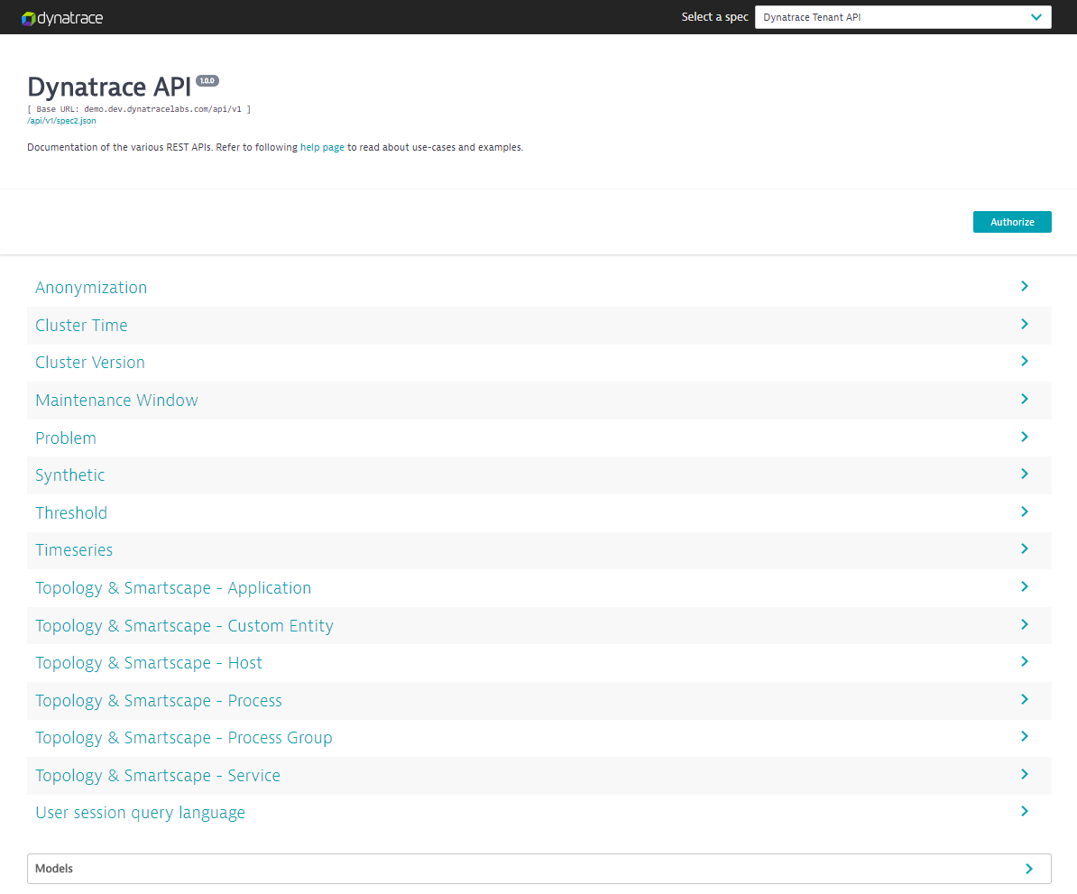 OpenAPI and Dynatrace API explorer