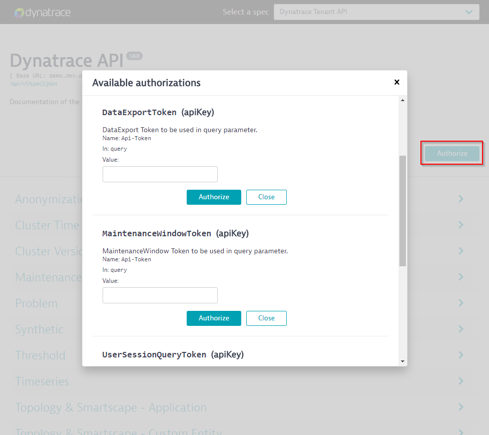 OpenAPI and Dynatrace API explorer