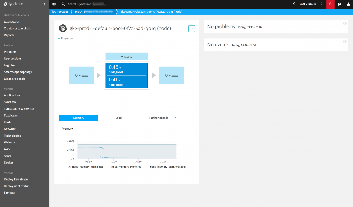 Monitoring a Cluster using the Dynatrace