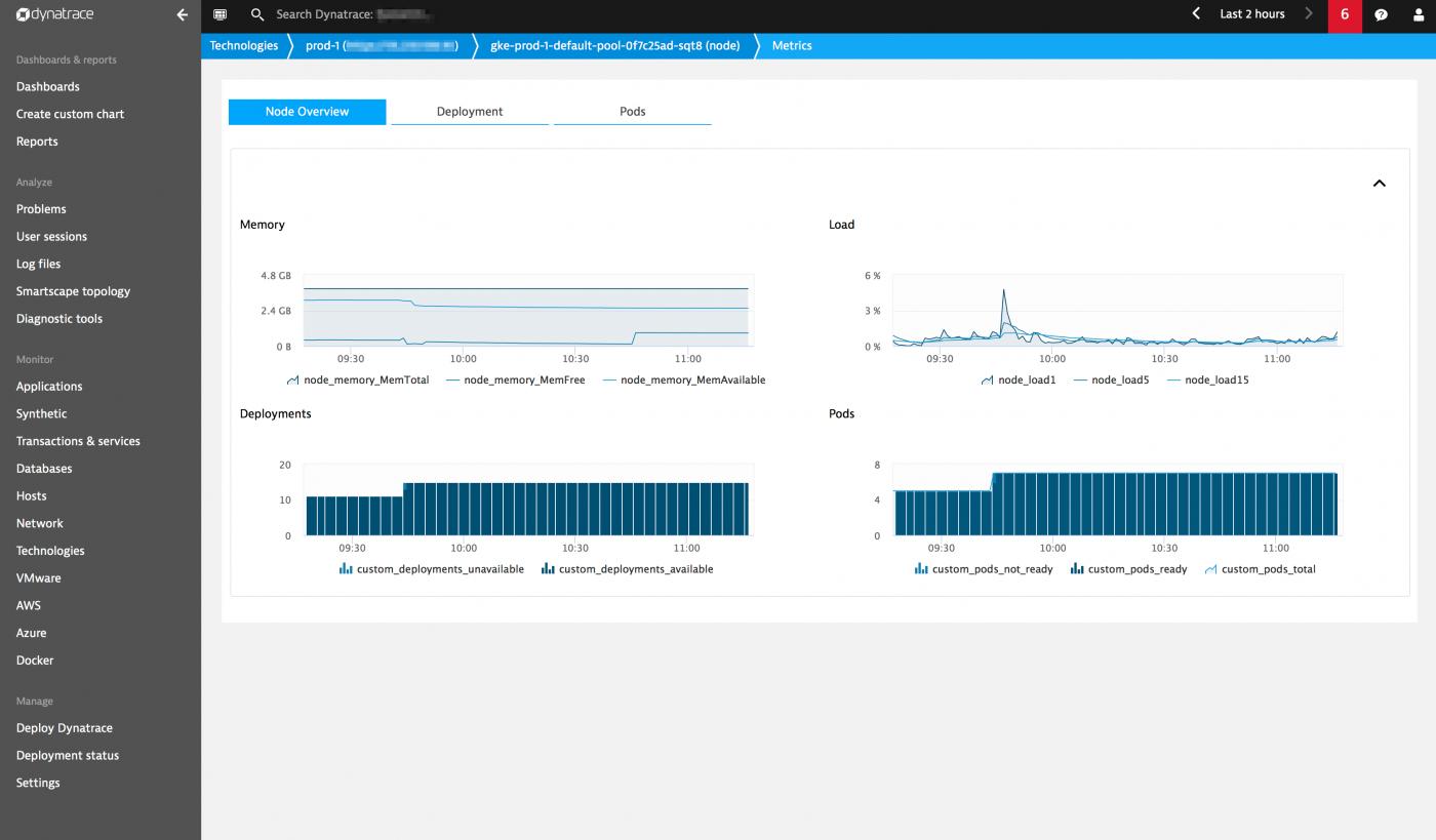 Monitoring a Cluster using the Dynatrace