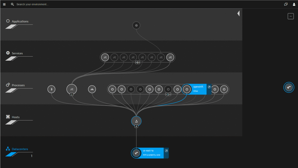 Dynatrace automatically monitors your complete OpenShift environment, every container, every service and logs.