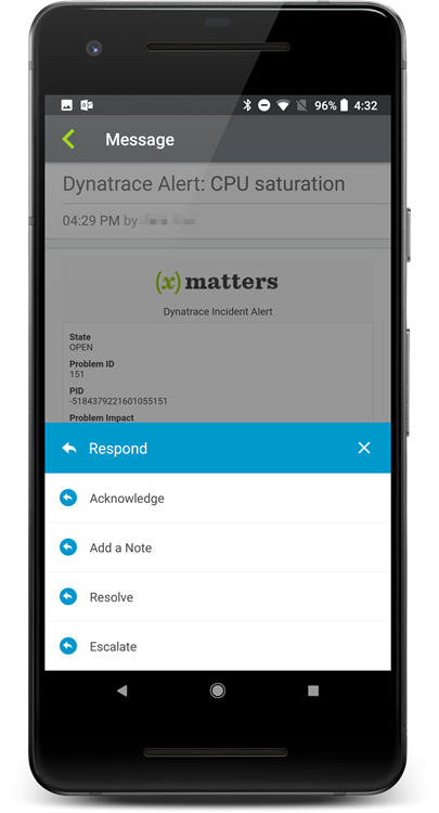 xMatters mobile app response