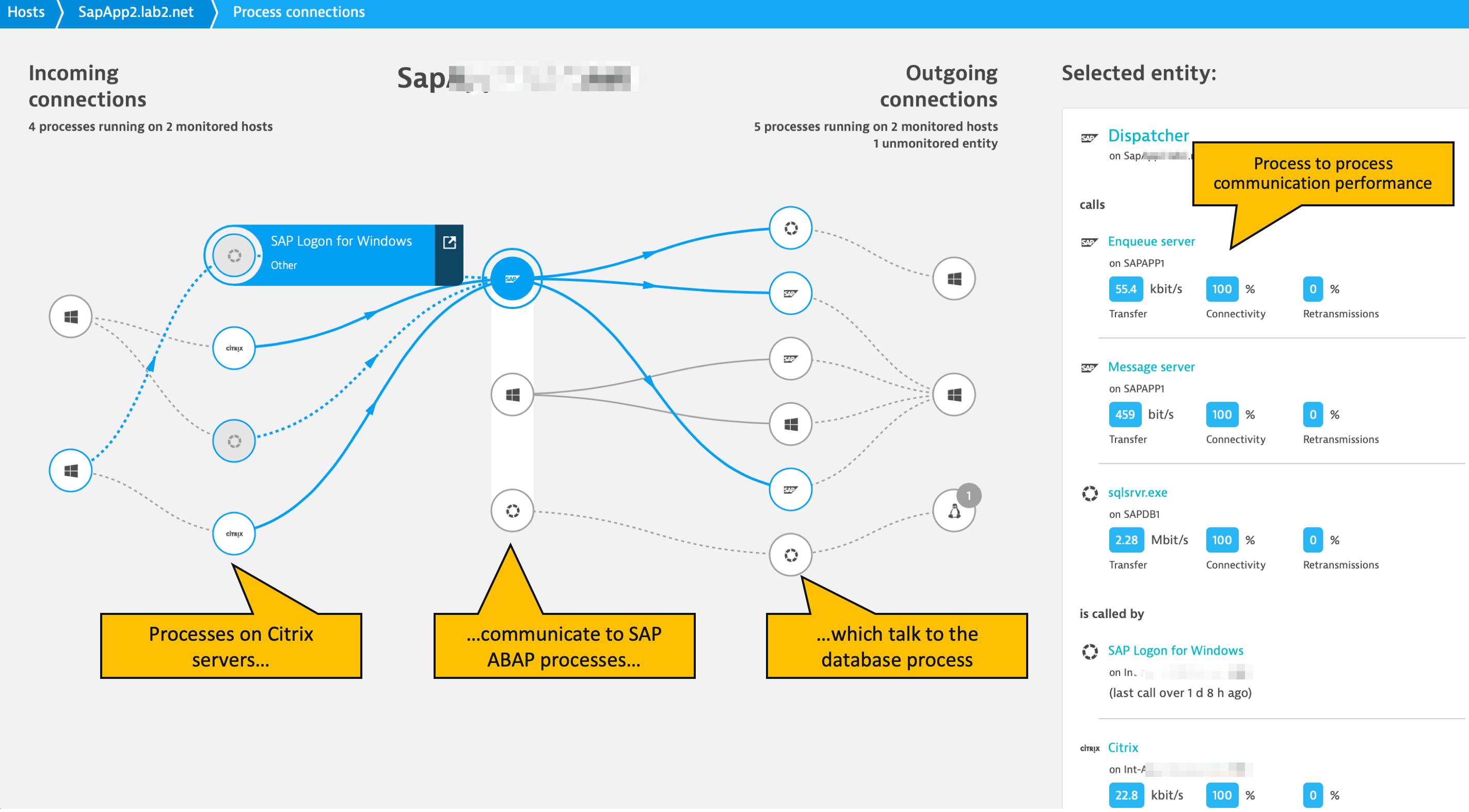 Dynatrace screenshot SAP processes