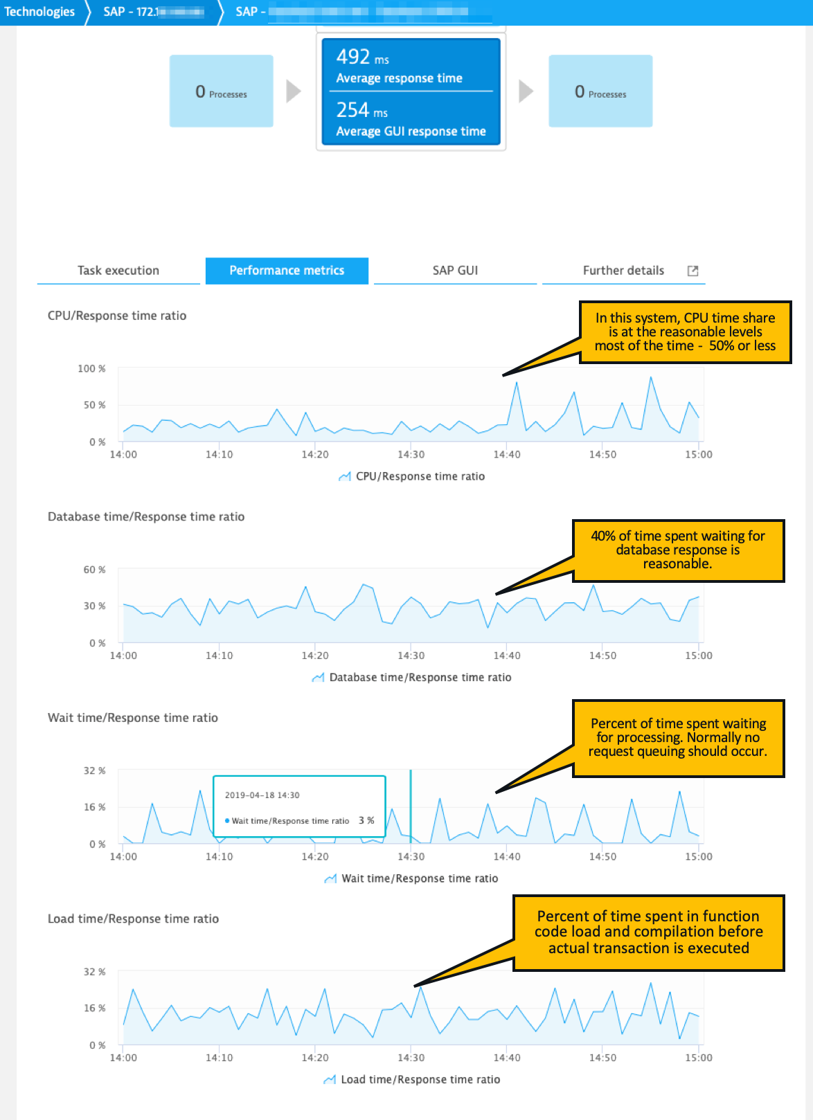 Dynatrace screenshot SAP Performance metrics