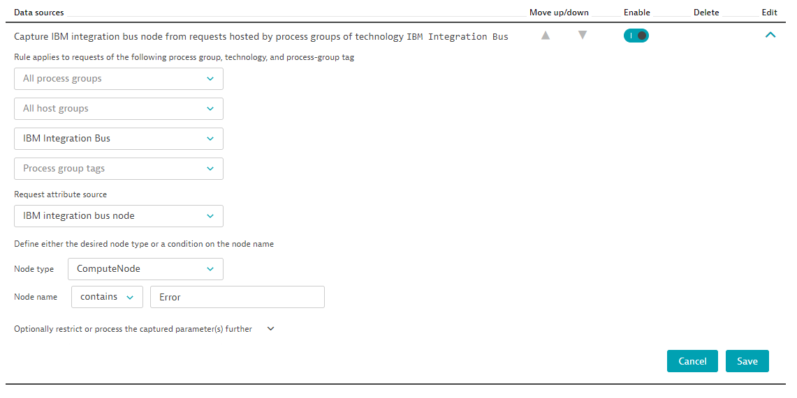 Define request attributes based on IIB node names