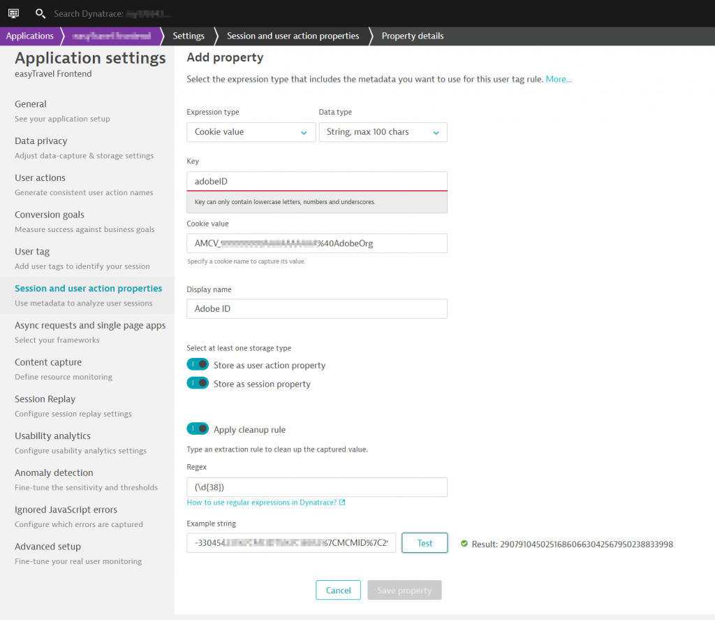 Configuration to capture Adobe Analytics Id