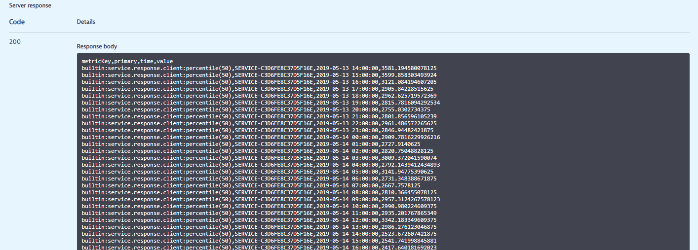 Screenshot Dynatrace CSV export