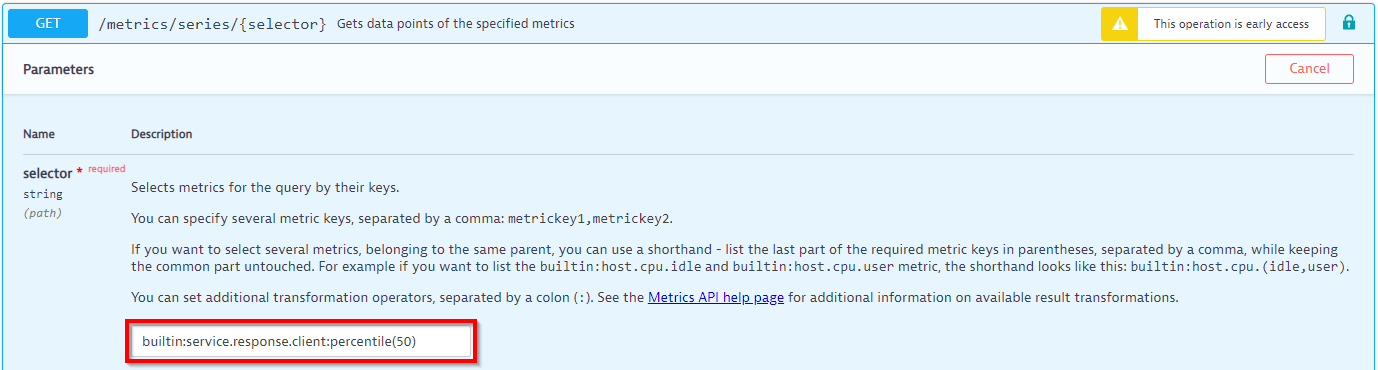 Screenshot Dynatrace aggregation function