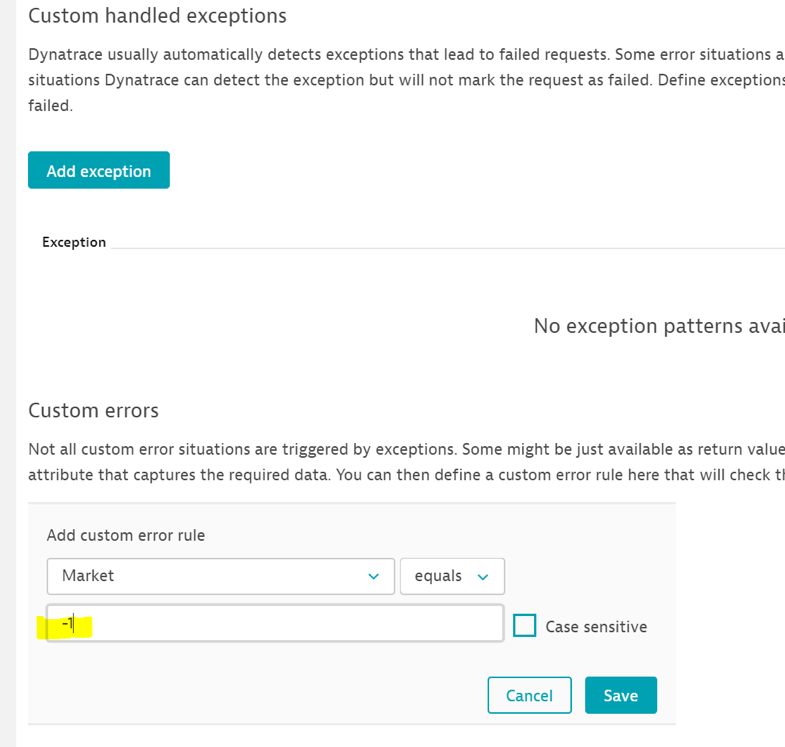 Screenshot Custom handled exceptions