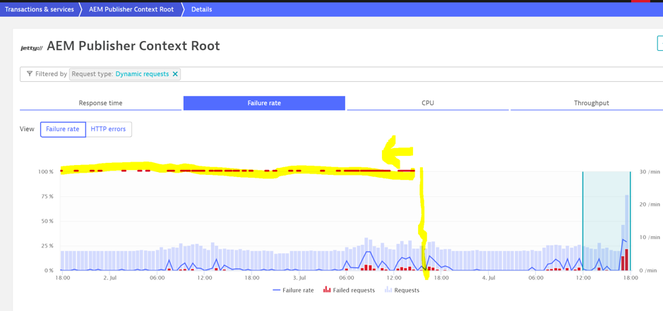 Screenshot Dynatrace alerts