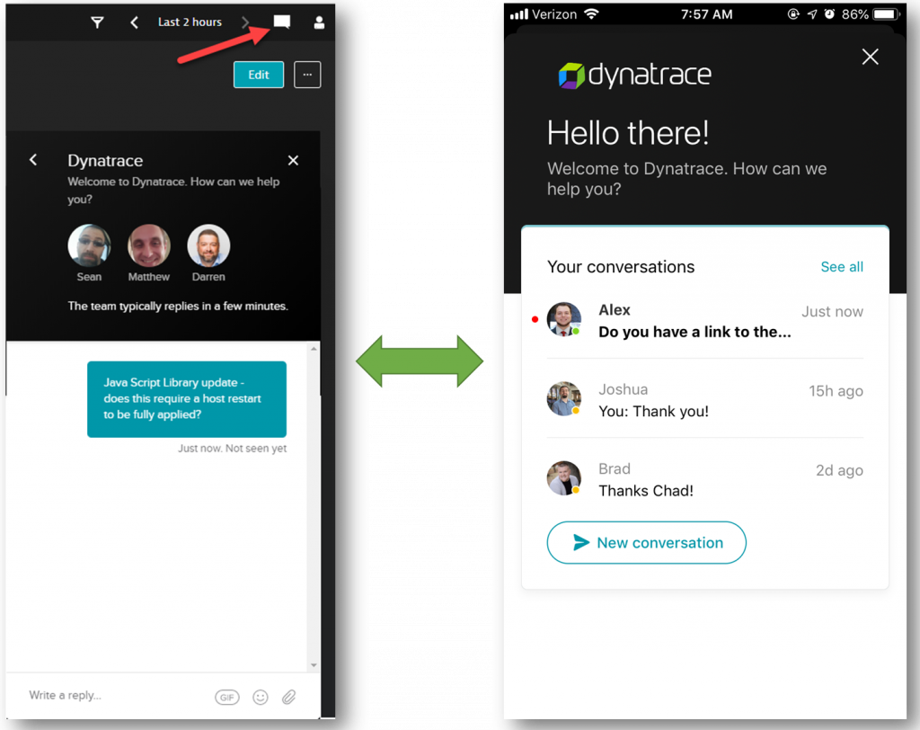 Chat is available in the Mobile App as well as in the Dynatrace Web UI allowing you to start or continue a conversation where it is most convenient for you!