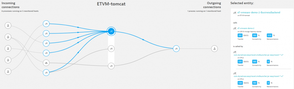 How much traffic is sent between two processes hosting a certain service? All available in Dynatrace in the UI or through the API!