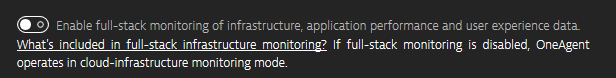 infrastructure monitoring toggle switch