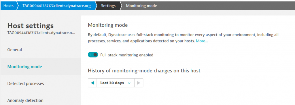 infrastructure monitoring toggle switch