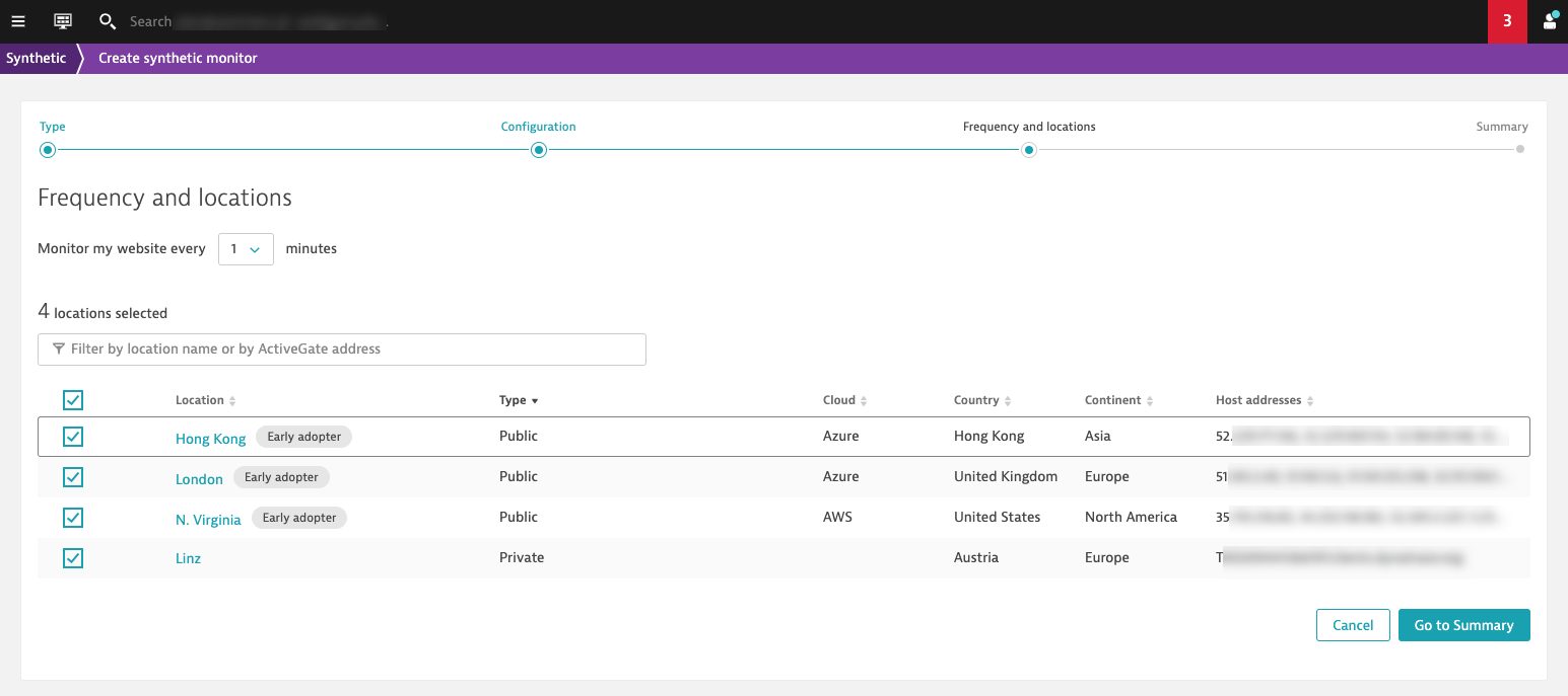 Select public HTTP monitoring locations