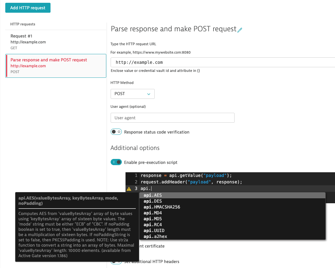 POST request with pre-execution script