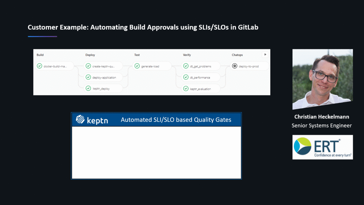 Integrating Keptn into your existing DevOps tools such as GitLab is just a matter of an API call.