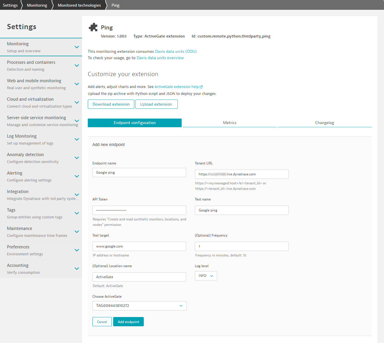 Screenshot Dynatrace oing