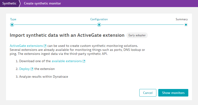 Screenshot Dynatrace synthetic monitor