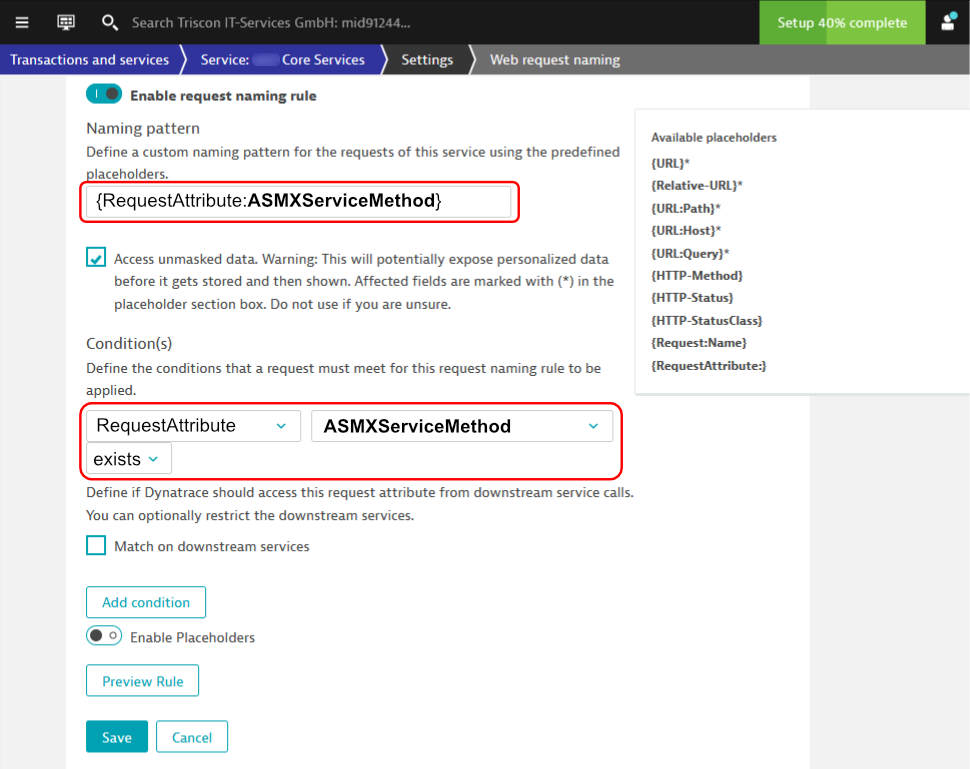 This Web request naming rule will rename the PurePath to what is extracted from the soapaction header