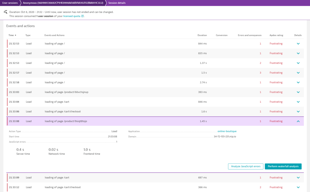 Egress requests from K8s pods, user actions