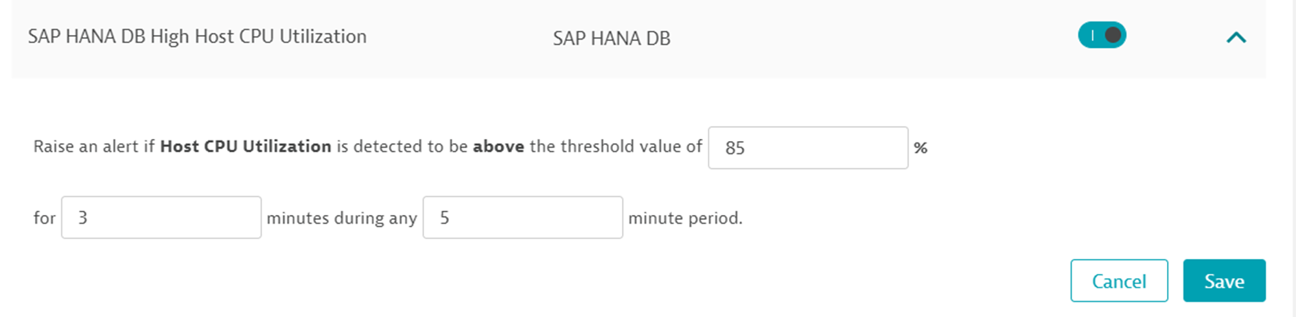 Dynatrace SAP HANA DB Built In CPU Event